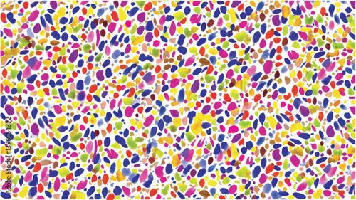 Colorful dots arrange dynamically across bright abstract background print