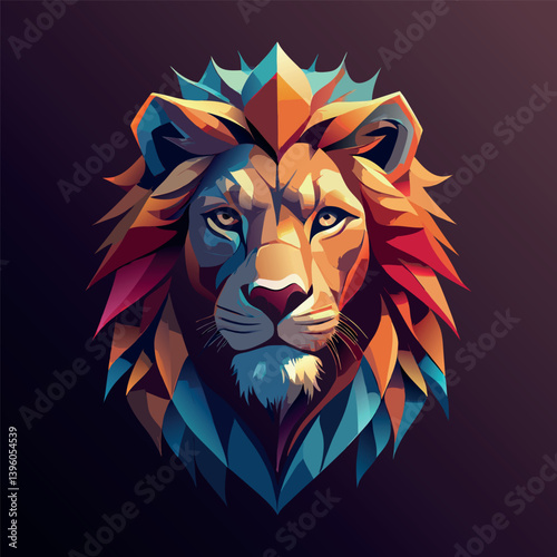 Lion head logo, lion king, Abstract face vector Mascot logo illustration icon, EPS
