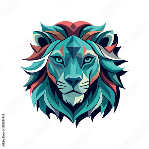 Lion head logo, lion king, Abstract face vector Mascot logo illustration icon, EPS