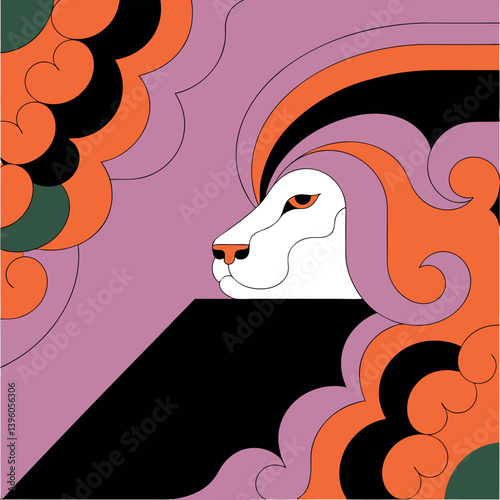 Lion head logo, lion king, Abstract face vector Mascot logo illustration icon, EPS