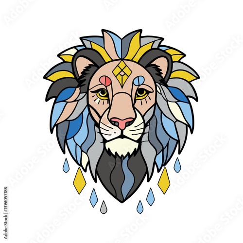Lion head logo, lion king, Abstract face vector Mascot logo illustration icon, EPS