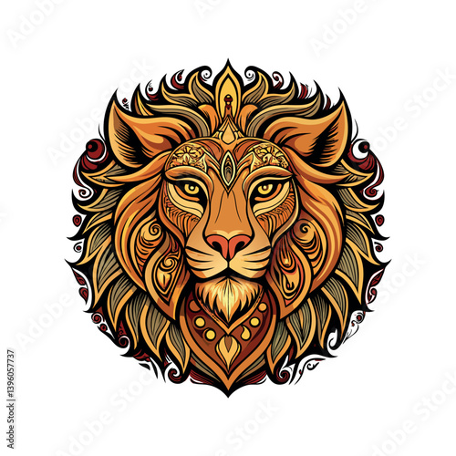Lion head logo, lion king, Abstract face vector Mascot logo illustration icon, EPS