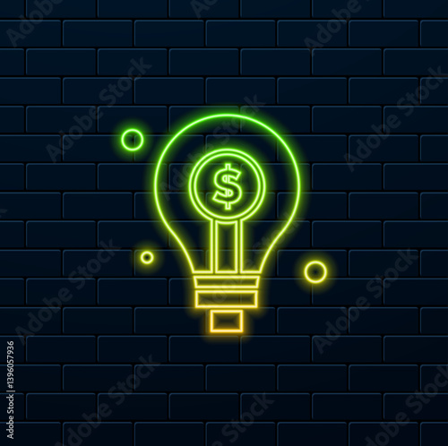 Capital restrictions icon vector image. neon style. dollar symbol. can be used for business risks. coin with light bulb, business idea in isometric style. neon style. dollar symbol.