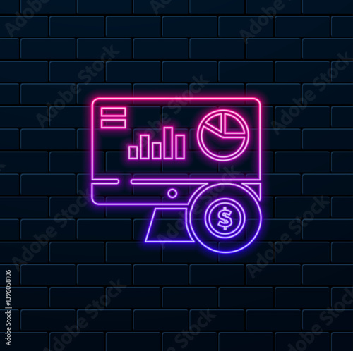 data analysis vector icon. neon style.Dollar with diagram denoting financial graph concept icon. business graphic vector