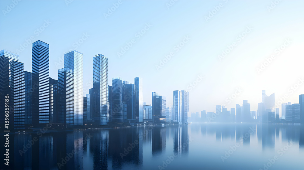 Fototapeta premium Modern City Skyline Panorama At Dawn