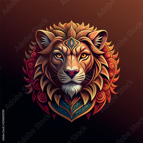 Lion head logo, lion king, Abstract face vector Mascot logo illustration icon, EPS