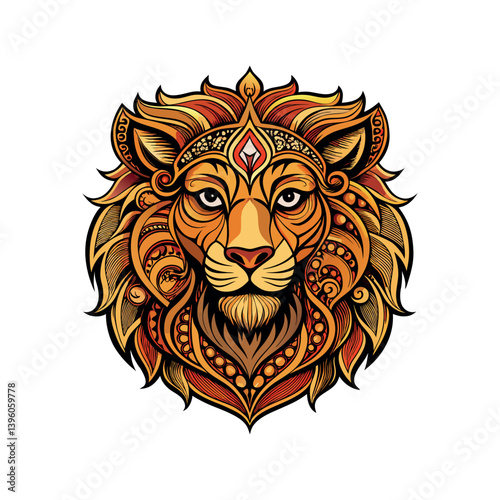 Lion head logo, lion king, Abstract face vector Mascot logo illustration icon, EPS