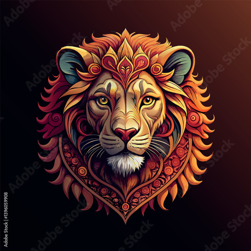 Lion head logo, lion king, Abstract face vector Mascot logo illustration icon, EPS