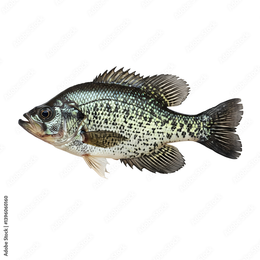 Fototapeta premium Black crappie fish with on a transparent background.