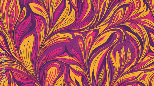 Floral elements interweave creating abstract seamless pattern background decor