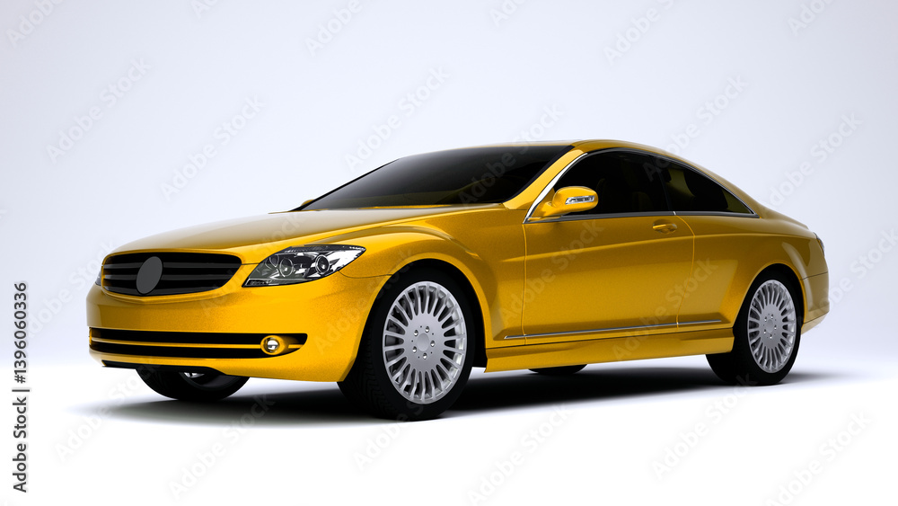 yellow sport coupe car on white background yellow sport coupe car on white background