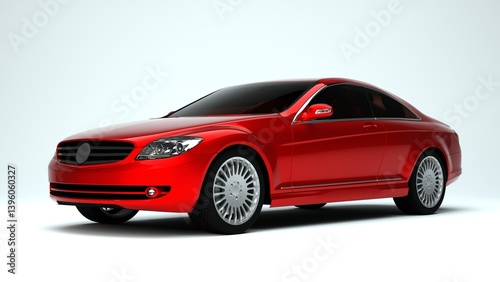 Red sport coupe car on white background