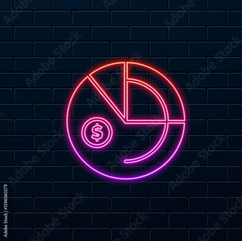 pie charts and diagrams. dollar symbol. neon style. Elements of a business indicators icon. Premium quality graphic design. Signs, outline symbols collection icon for websites, web design, mobile app