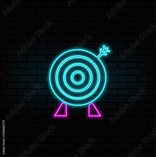 Target, archery, arrow, board color flat icon Vector icon banner template. neon style. target with arrow sign vector icon. neon style.
