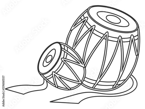 Indian Tabla Percussion on Clean White Background