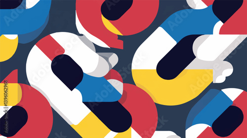 Abstract shapes overlap creating modern chaotic artwork design