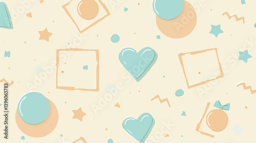 Pastel shapes arrange scattered decorative abstract background design