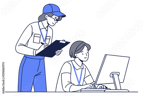 Office Collaboration. Business Leader Assisting Employee