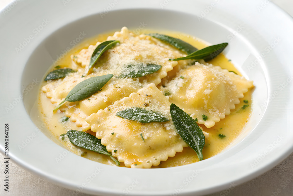 Delicious Ravioli Pasta Dish With Butter Sage Sauce And Parmesan Cheese Delicious Ravioli Pasta Dish With Butter Sage Sauce And Parmesan Cheese