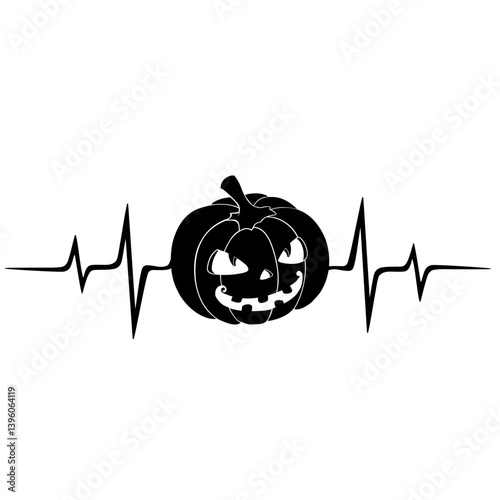 Vector illustration of a silhouette of a halloween pumpkin with outline for halloween day