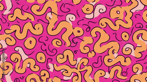 Abstract shapes sprawl randomly across vibrant surface design