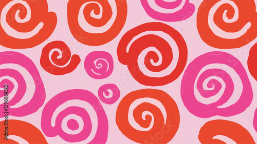 Abstract spirals overlay pastel backdrop creating seamless pattern design