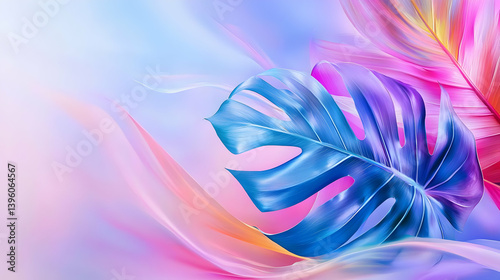 Abstract Colorful Tropical Leaves Design