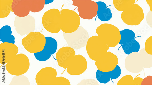 Colorful apple shapes overlap create patterned illustration design