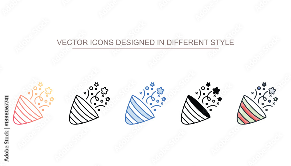 Obraz premium Confetti Poppers icon design with white background stock illustration