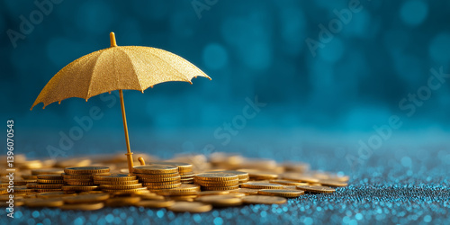 Wallpaper Mural Golden Umbrella Covering Coin Stacks Torontodigital.ca