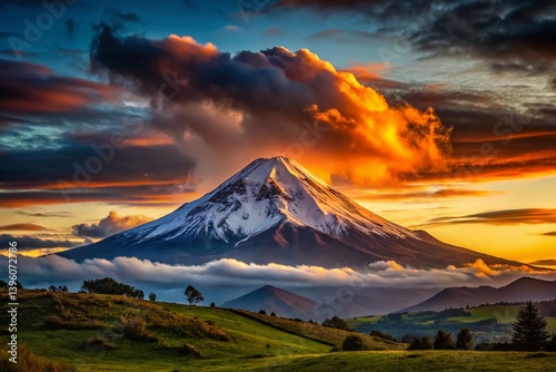 Majestic Chimborazo Volcano at Dusk - Low Light Landscape Photography