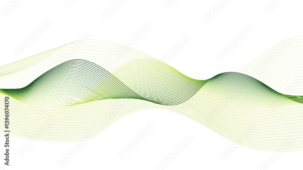 Green Abstract Wave Lines on a White Background Green Abstract Wave Lines on a White Background