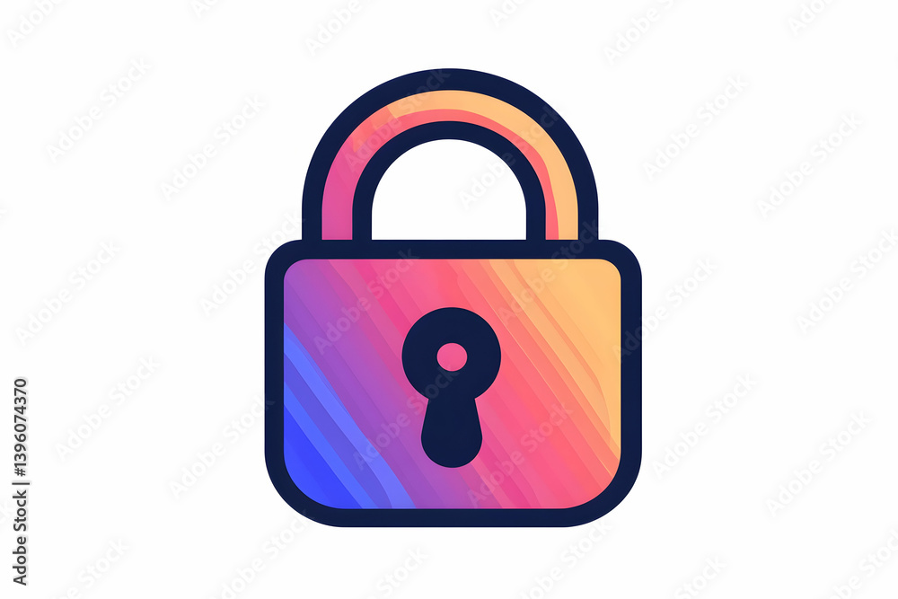 Isolated gradient padlock with dark blue outline Isolated gradient padlock with dark blue outline