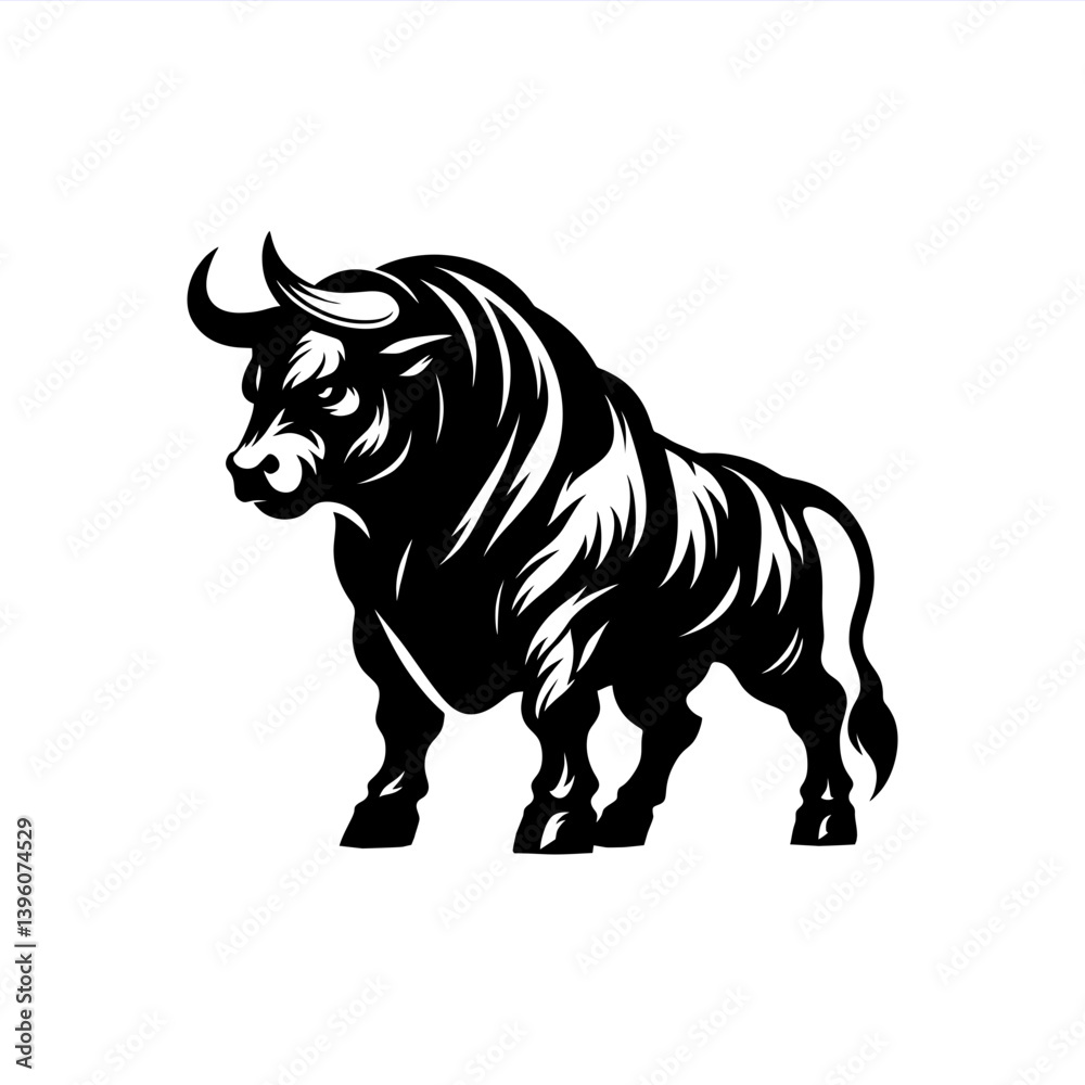Fototapeta premium simple silhouette stencil logo of fierce bull 