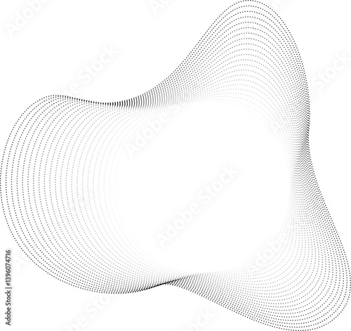 Light-emitting central circle contrasts with the chaotic dotted perimeter in an abstract and freeform composition.