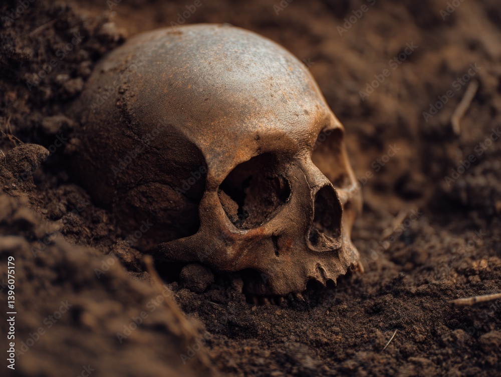 Ancient skull in dirt Ancient skull in dirt