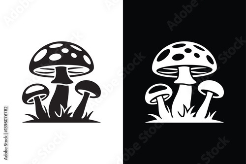 Mushroom icon vector on White Background ,Vector Art Illustration on white background.