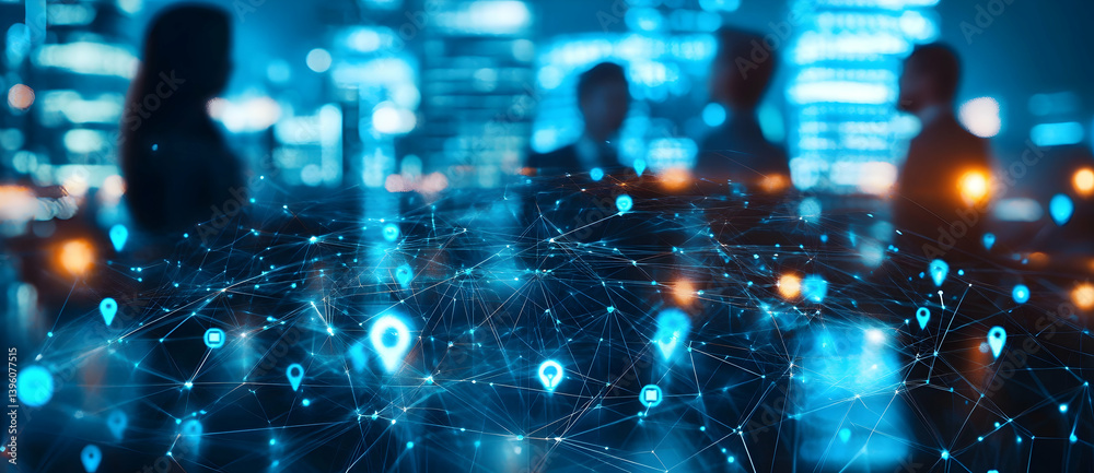 Business people with network connection technology Business people with network connection technology