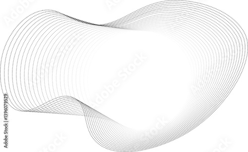 Liquid-inspired vector element with a radiant circular void and dotted flowing edges forming a round silhouette.