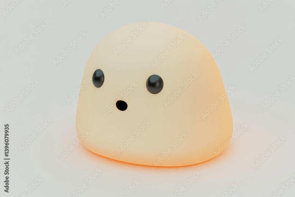 Fototapeta premium 3D rendered, light peach colored, surprised, round blob character