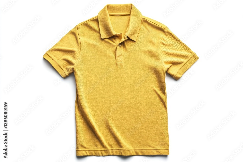 Isolated Yellow Polo Shirt Laid Flat on a White Background Isolated Yellow Polo Shirt Laid Flat on a White Background