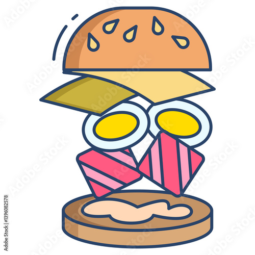 Linear color  burger levitation icon