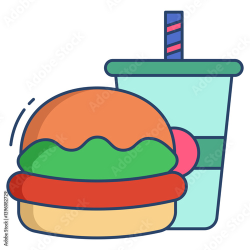 Linear color burger with coke icon