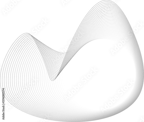 Abstract vector inspired by wave forms with a bright center and layered dotted edges flowing in rhythmic motion.