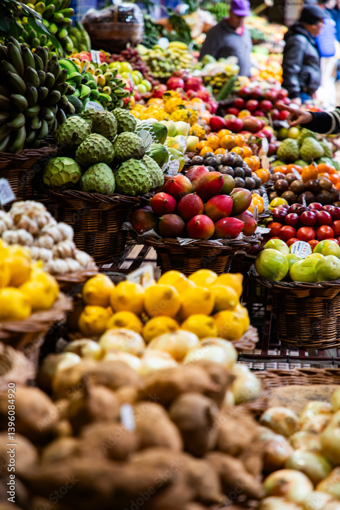 exotic fruits and a lively atmosphere at a vibrant tropical fruit market