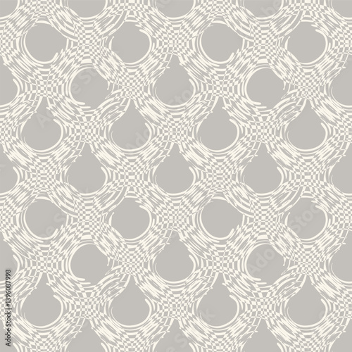 Seamless vector geometric rattan basketwork pattern background. Stylish texture neutral ecru taupe beige backdrop. Basket wicker weave look for web, packaging