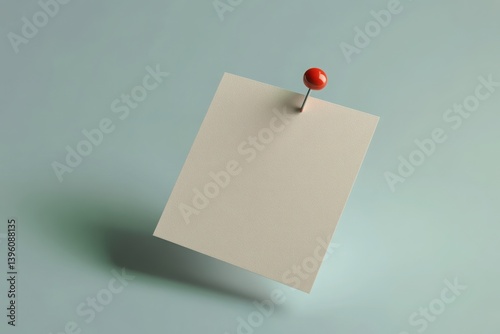 Note pinned to a light blue surface with a red pinhead