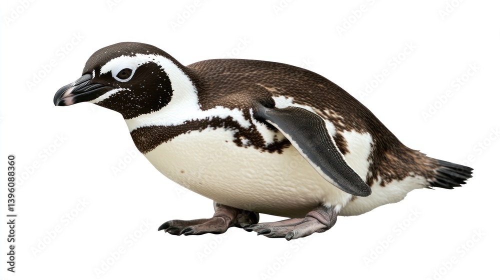 Obraz premium Humboldt penguin chick, isolated, white background, zoo, wildlife