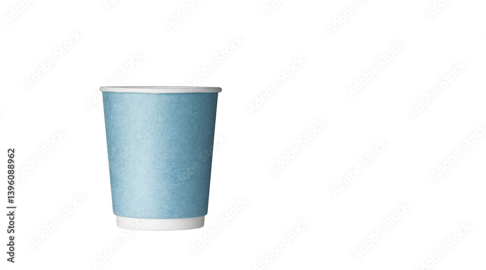 cardboard glass of purple color, for coffee or tea on an isolated white background close up
