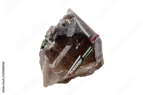 Obraz na płótnie Tourmaline mineral stone in the breed a white background close up w salonie
